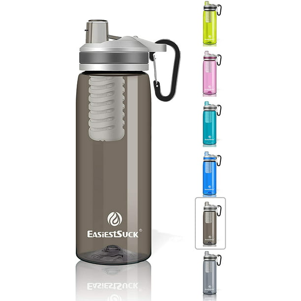 Easiestsuck Filter Water Bottle 26 oz, Medical Grade Filtered Integrated Outdoor Water Bottle, Leak Proof One-Click Flip Top Hiking,Camping,Travel,Backpacking BPA Free 